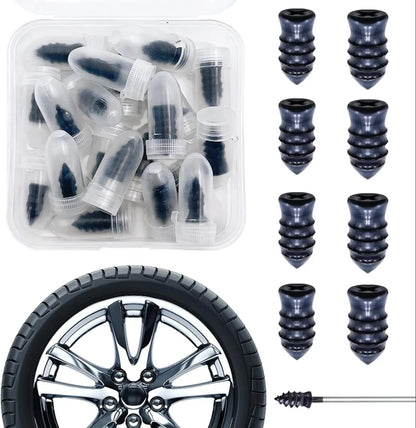 Tire Repair Rubber Nails Kit with 2 Sizes + Free Screwdriver Included