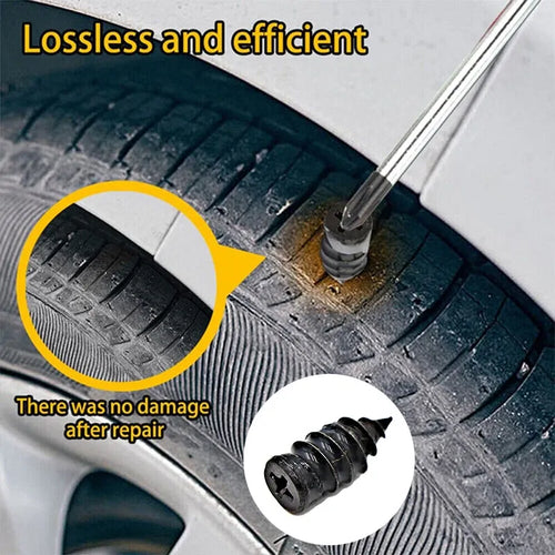 Tire Repair Rubber Nails Kit with 2 Sizes + Free Screwdriver Included